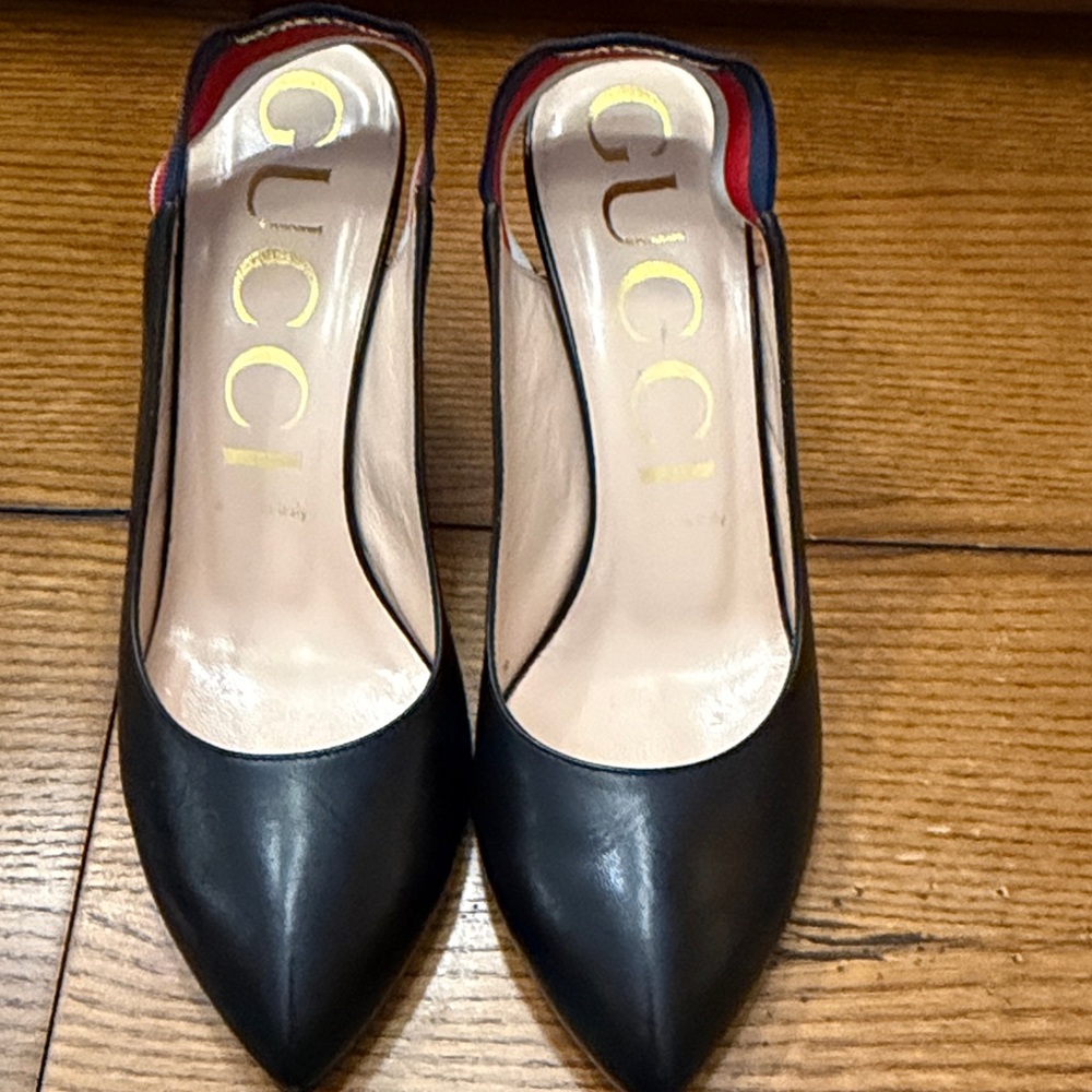 Gucci Black Sylvie Slingback Heels - Picture 3 of 11